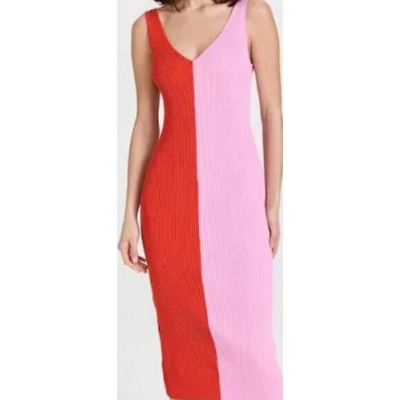 Ronny Kobo Dresses & Skirts - Ronny Kobo Stretch Bodycon Knee Length Sleeveless Pink and Red Knit Dress,‎ M